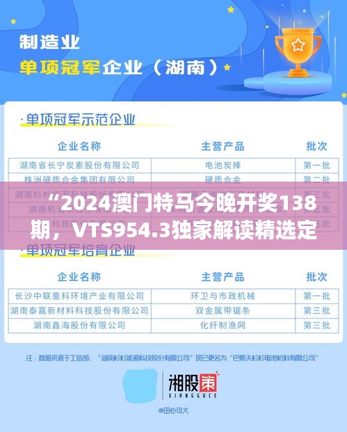 “2024澳門特馬今晚開獎(jiǎng)138期，VTS954.3獨(dú)家解讀精選定義”
