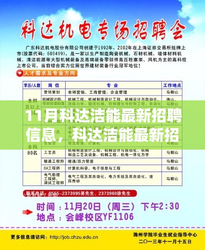 11月科達潔能最新招聘信息發(fā)布，求職者的福音