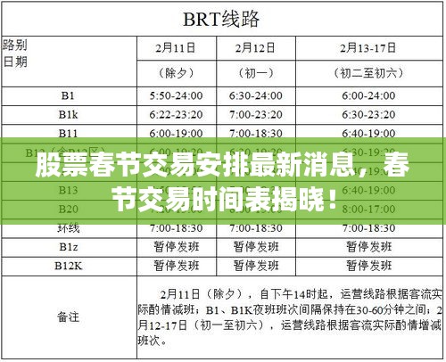 股票春節(jié)交易安排最新消息，春節(jié)交易時間表揭曉！